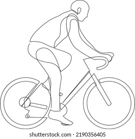 One line drawing of a bicycle rider. Vector illustration.