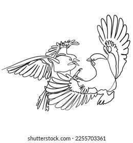 ein zeilentreibender Vogelvektor, minimalistische Illustration Vögel fliegen am Himmel. Konzept der Freiheit Tier handgezeichnet Skizze Design. Einfacher Stil. Botanische und Vogelwall-Kunstvektor. Erdpflege.