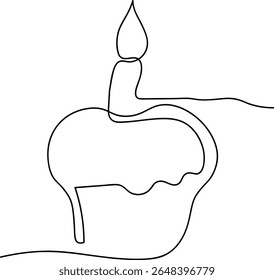 One Line Drawing Birthday Cupcake