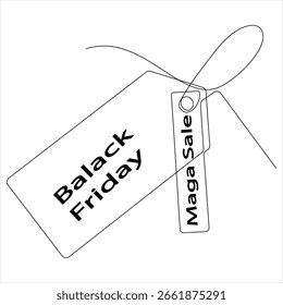 One line drawing black friday sales tag black friday concept continuous line art vector illustration