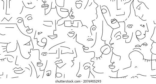 One Line Drawing Black White Face Stock Vector (Royalty Free ...