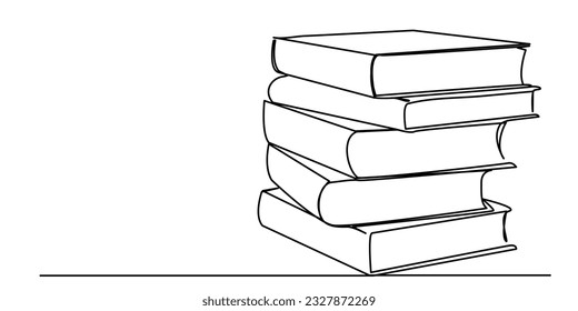 one line drawing book education concept hand drawn minimalist style Graphic vector illustration.
