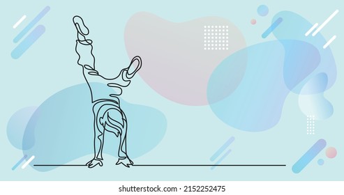 un dibujo de un niño parado en sus manos