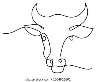 One line drawing bull's head  Continuous line art Bull  Symbol 2021 new year 