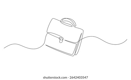 One line drawing of business briefcase or handbag. Minimal clean design. Continuous line art vector for office, work, business icon. Editable and isolated illustration.