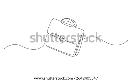 One line drawing of business briefcase or handbag. Minimal clean design. Continuous line art vector for office, work, business icon. Editable and isolated illustration.