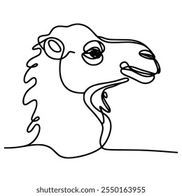 one line drawing camel head wild animal vector illustration template design