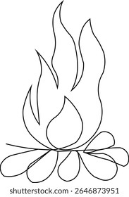 One Line Drawing Campfire vector 