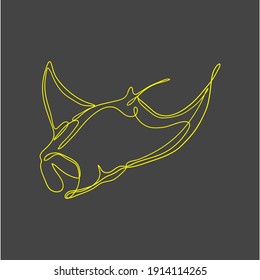 One Line Drawing.  Can be used as a sketch of a tattoo. Line art
