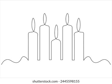 One line drawing of candle out line vector art illustration 
