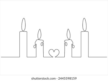 One line drawing of candle out line vector art illustration 