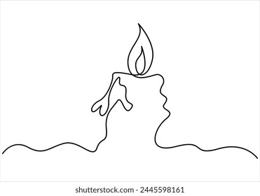 One line drawing of candle out line vector art illustration 