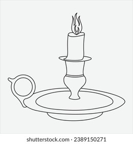 One line Drawing candle vector art illustration