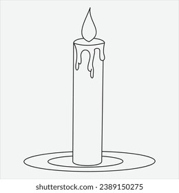 One line Drawing candle vector art illustration