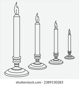 One line Drawing candle vector art illustration