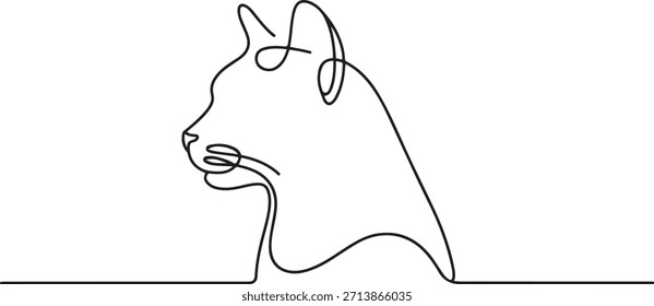 One Line Drawing of a Cat Head Silhouette. one line Icon drawing with white background
