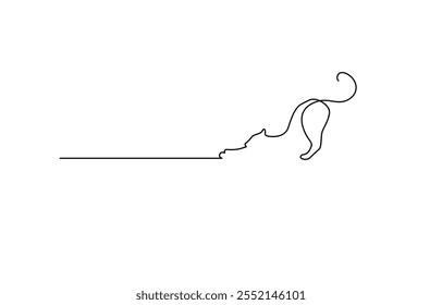 Un dibujo de línea. Gato sentado con cola rizada, gato continuo una línea de arte de boceto de Vector con estilo, silueta de gato abstracto en una línea dibujando sobre fondo blanco Ilustración vectorial.