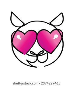 One line drawing of Cat wearing heart-shaped glasses.
One continuous line drawing of Valentine s Day concept.