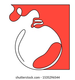 One line drawing Christmas ball. Modern continuous line winter illustration, abstract art, aesthetic contour. Minimalist design. Vector