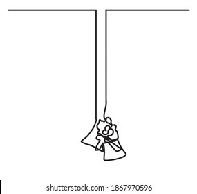 Dibujo de una línea de campanas de navidad. Dibujo continuo de una línea de minimalismo de campana de navidad. Ilustración vectorial con las campanas de la Iglesia tradicional.
