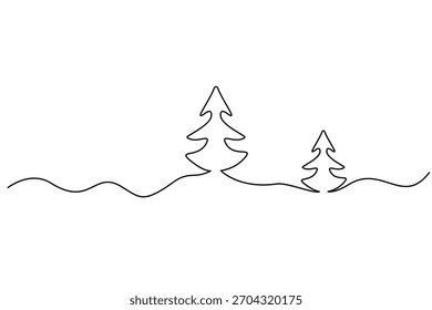 einzeilige Zeichnung, Weihnachtsbaum, Vektorgrafik, Illustration