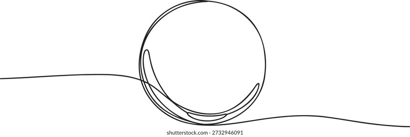 Un dibujo de línea de forma de globo circular con línea Horizontal fluida suave. Concepto de mundo globo de la unidad y la perfección en estilo de diseño minimalista. Ilustración de círculo geométrico estético para la identidad corporativa y la decoración del Web. Arte de línea negra limpia para necesidades de Diseño gráfico contemporáneo.