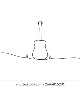 One line drawing of classical acoustic Guitar minimalist continuous line art vector illustration