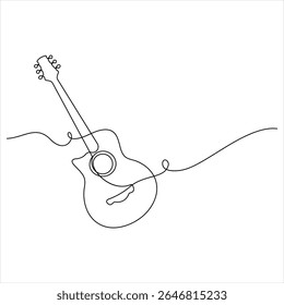 One line drawing of classical acoustic Guitar minimalist continuous line art vector illustration