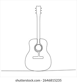 One line drawing of classical acoustic Guitar minimalist continuous line art vector illustration