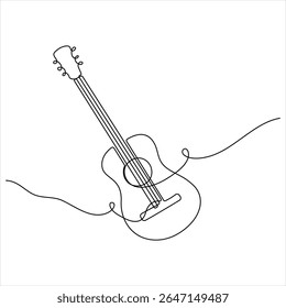 Um desenho de linha da guitarra acústica clássica minimalista linha contínua ilustração vetor arte