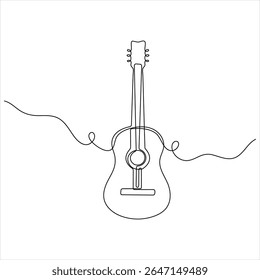 Um desenho de linha da guitarra acústica clássica minimalista linha contínua ilustração vetor arte