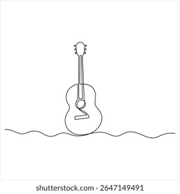 Um desenho de linha da guitarra acústica clássica minimalista linha contínua ilustração vetor arte