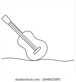 Um desenho de linha da guitarra acústica clássica minimalista linha contínua ilustração vetor arte
