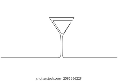 Сontinuous one line drawing of cocktail drink isolated on white background, Cocktail and lemon. Isolated on white background vector illustration.
