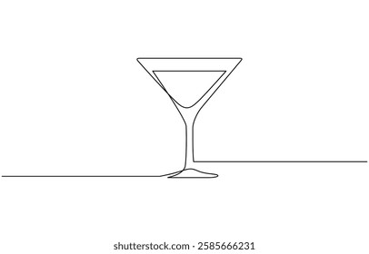 Сontinuous one line drawing of cocktail drink isolated on white background, Cocktail and lemon. Isolated on white background vector illustration.