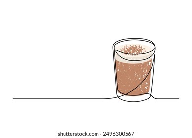 Сontinuous one line drawing of cocktail kaffe karlsson isolated on white background. Alcoholic cocktail drink in modern style thin line. Vector illustration