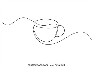 One line drawing of coffee cup in modern minimalist style with clean vector outline