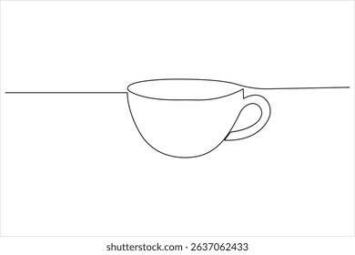 One line drawing of coffee cup in modern minimalist style with clean vector outline