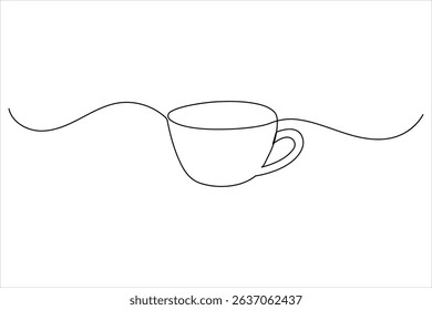 One line drawing of coffee cup in modern minimalist style with clean vector outline