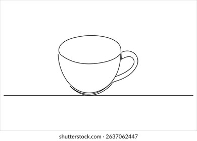 One line drawing of coffee cup in modern minimalist style with clean vector outline