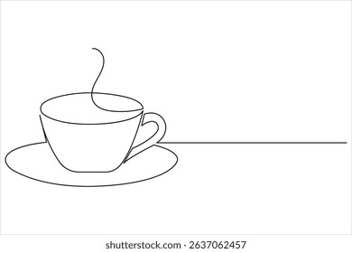 One line drawing of coffee cup in modern minimalist style with clean vector outline
