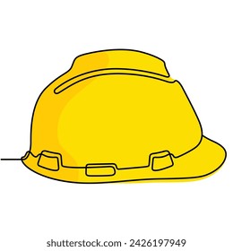 One line drawing of construction helmet perfect for worker safety tools and labor day concept