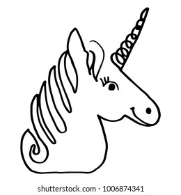 One line drawing or continuous line art of unicorn