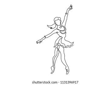 One Line Drawing or Continuous Line Art of a Ballet Dancer. Vector Illustration