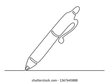 One Line Drawing. Continuous Line Art. Pen. Ballpoint Pen. Biro. Hand Drawn Minimalistic Design For Simple Logo, Icon Or Emblem. Editable Stroke.