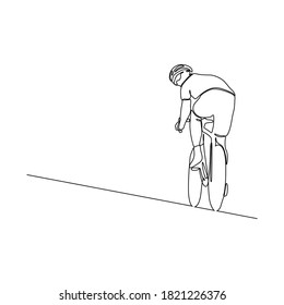 One Line Drawing or Continuous Line Art of a Bicycle Athlete. Vector