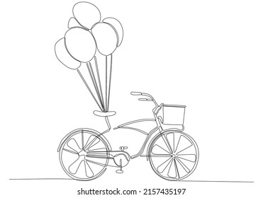 
One Line Drawing or Continuous Line Art of a classic bicycle vector illustration. Hand drawn sketch of traditional transportation bicycle business concept. Minimalist healthy lifestyle