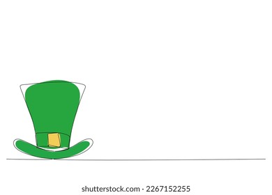 Eine Zeichnung. Kontinuierliche Strichkunst. Leprechmütze. Handgezeichnetes minimalistisches Design für einfaches Logo, Symbol oder Emblem für den St. Patrick Day. Bearbeitbarer Strich, Vektorgrafik.