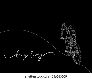 One Line Drawing or Continuous Line Art of a Bicycle Athlete. Vector Illustration
