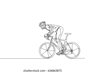 One Line Drawing or Continuous Line Art of a Bicycle Athlete. Vector Illustration
